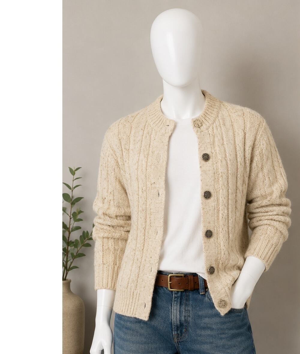 Vintage Jersild Cable Knit Cardigan Cream Ivory 100% Wintuk Acrylic Size 40 usa